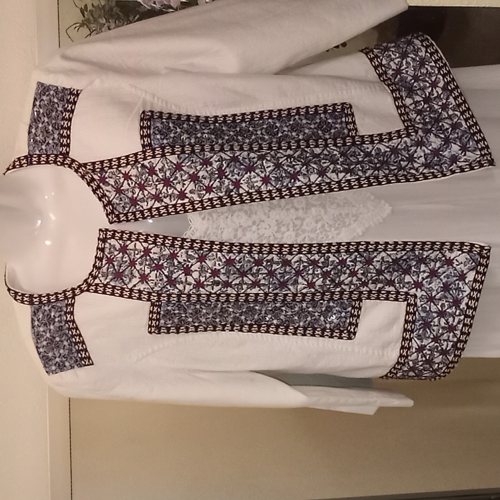 Chico's Novelty Embellished Blocked Jacket